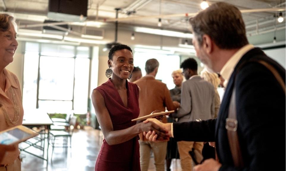 Business owners talking