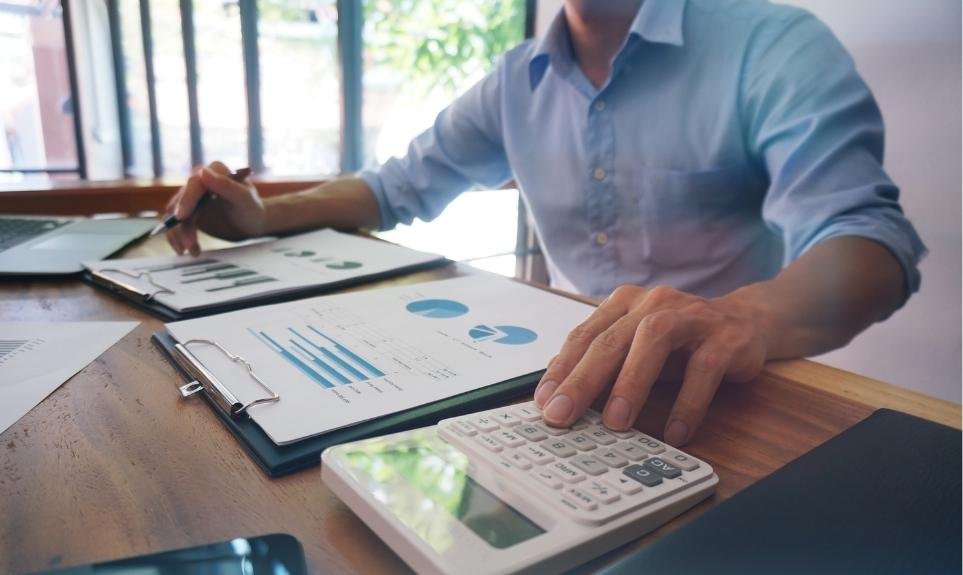 Person looking at graphs